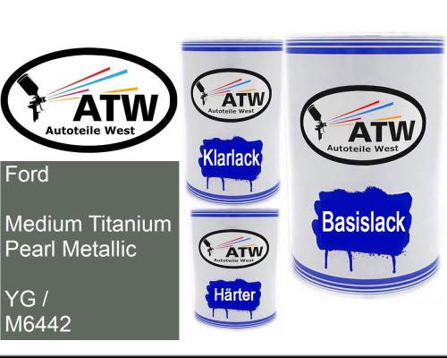 Ford, Medium Titanium Pearl Metallic, YG / M6442: 500ml Lackdose + 500ml Klarlack + 250ml Härter - Set, von ATW Autoteile West.